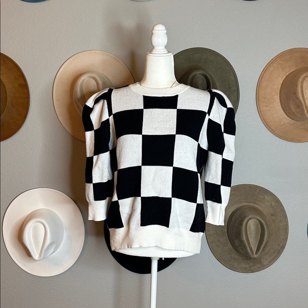 Black and White Checkered Sweater